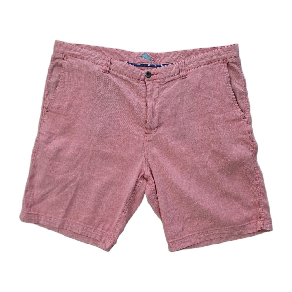 Tommy Bahama Mens Pink Linen Cotton Shorts Size 42 Casual Summer 9" Inseam